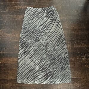 Mango Black and Green Zebra Maxi Skirt